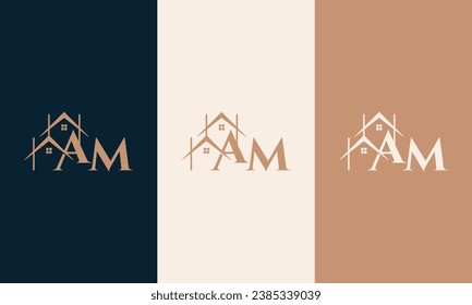 AM logo with a home form element which means a real estate company