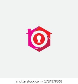 icono del vector del hexágono del hogar del logotipo