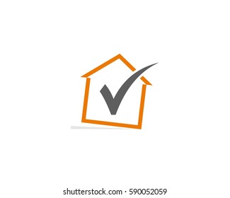 Logo with home icon.Vector logo check house.