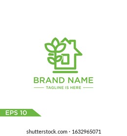 logo home leaf vector icon.