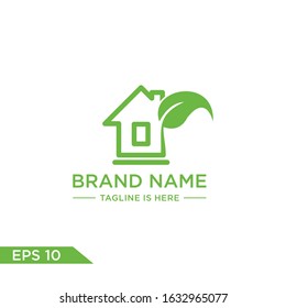 logo home leaf vector icon.