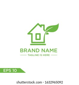 logo home leaf vector icon.