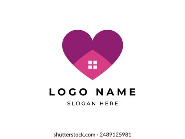 Logo Home and Love, Bienes raíces, Construcción y amor logo design identity. Archivo editable