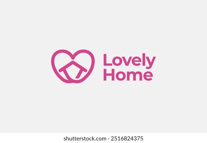 Logo Home and love Shape line concept. Residential, Agency and Real Estate. Editable file