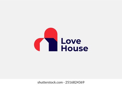 Logo Home y amor Shape. Residencial, Agencia e Inmobiliaria. Archivo editable