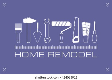 Logo Home Remodel, Icon Of Tools For Repair