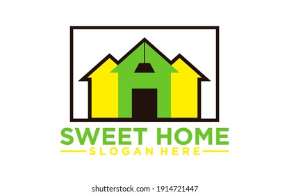 Logo Home sweet home abstract real estate countryside. Realty icon