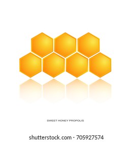 Logo honey bee, vector propolis background
