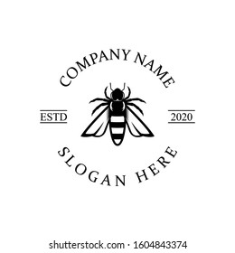 Logo of Honey bee vintage Design vector illustration in vintage style