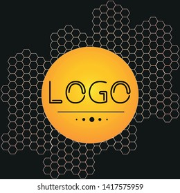 Logo from honeycombs on a black background - flat style