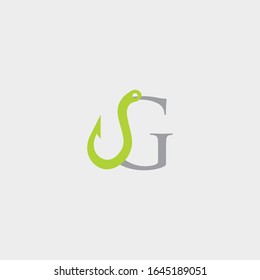 logo hook with letter g vector design