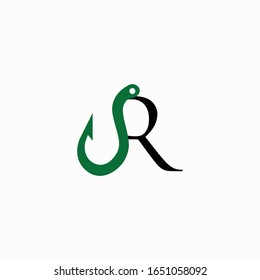 logo hook with letter r vector design