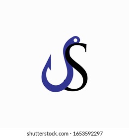 logo hook with letter s vector design