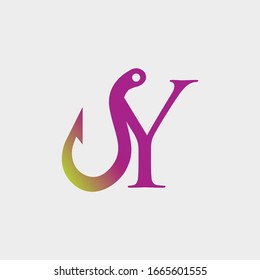 logo hook with letter y vector design