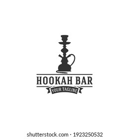 logo Hookah black and white flat style silhouette illustration.