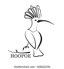 Logo hoopoe (upupa epops). Bird vector illustration. Isolated on white background.