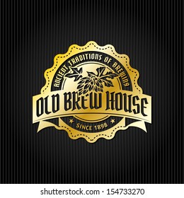 logo hops beer retro styled mark of brew excellent as a pattern of advertisement editable layered vector logo hops beer classical froth ritual real bar isolated black treasure sign rich mythology yell