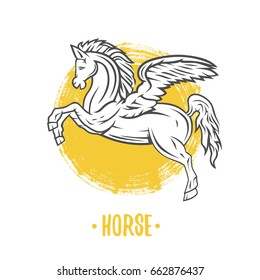 Logo of horse on a white background. Coat of arms, heraldry, emblem, symbol design elements.