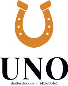 Logo with horseshoe Uno. Horseshoe shaped U