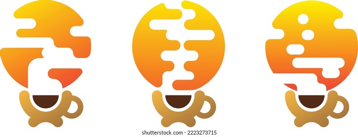 logo Hot Coffee Sunset for cafe store or coffee store