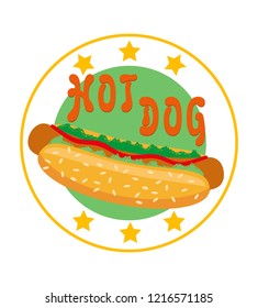 logo hot dog for fast food vector illustration isolated on white background