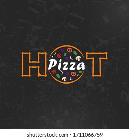 Logo hot pizza. Minimalistic style logo pizza. Vector illustration