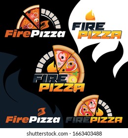 logo horno de pizza caliente negro