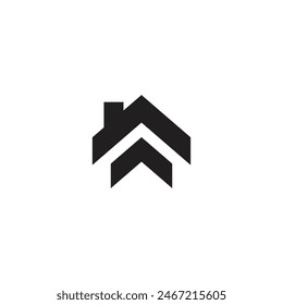 Logo house arrow diseño negro minimalista con fondo en blanco