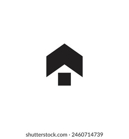 Logo house with arrow design black minimalist with blank background