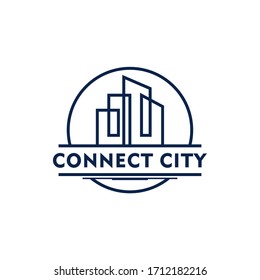 logo de la construcción de casa y edificio, moderno, único, limpio, conexión