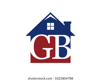 Logo house building with initial letter GB