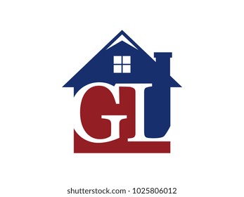 Logo house building with initial letter GL