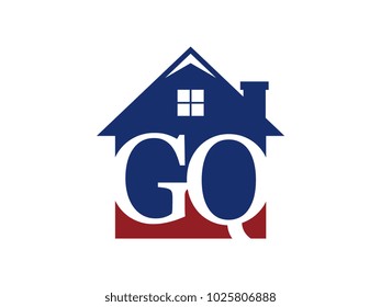 Logo house building with initial letter GQ