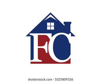 Logo house building with initial letter FC