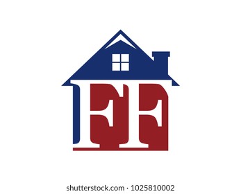 Logo house building with initial letter FF