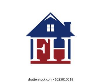 Logo house building with initial letter FH