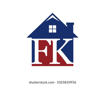 Logo house building with initial letter FK