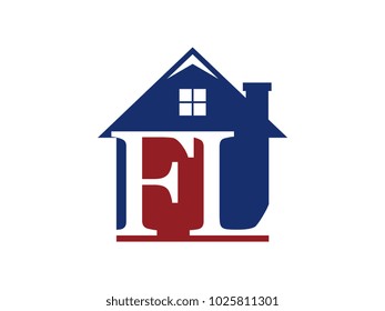 Logo house building with initial letter FL