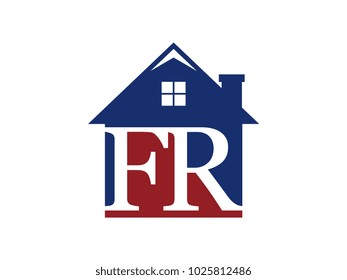 Logo house building with initial letter FR