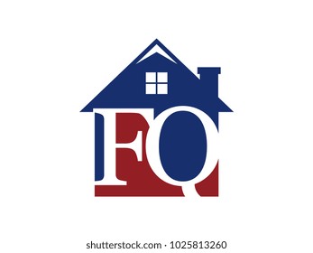 Logo house building with initial letter FQ