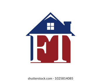 Logo house building with initial letter FT