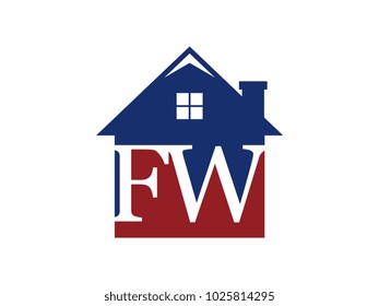 Logo house building with initial letter FW