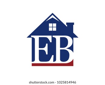 Logo house building with initial letter EB