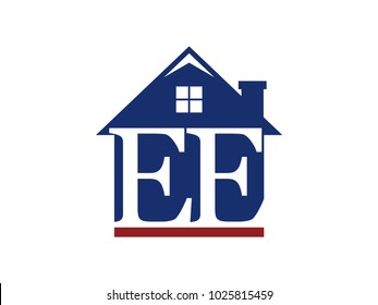 Logo house building with initial letter EE