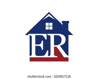 Logo house building with initial letter ER