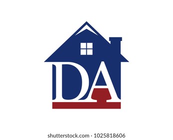 Logo house building with initial letter DA