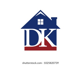 Logo house building with initial letter DK