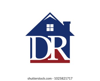 Logo house building with initial letter DR