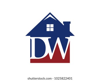 Logo house building with initial letter DK