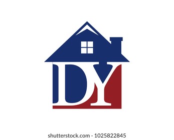 Logo house building with initial letter DY